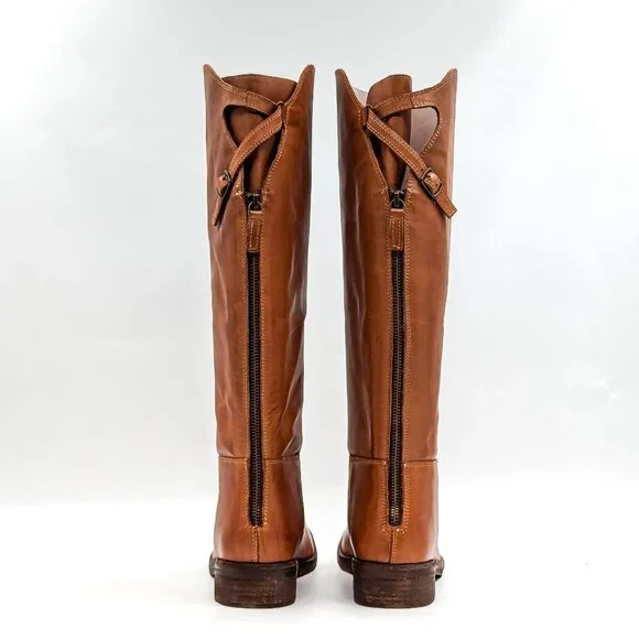Free People Women  Cognac Leather Riding Equestrian Strap Boots 6.5US EUR 37.5 - Picture 4 of 10